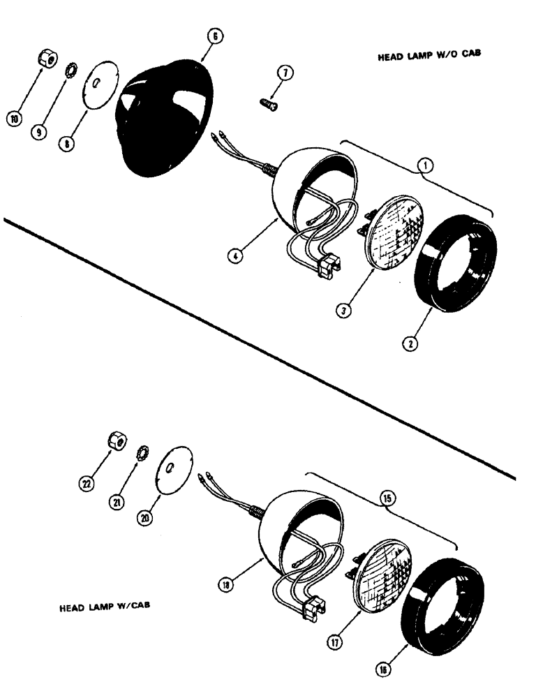 Схема запчастей Case IH 1370 - (076) - HEAD LAMPS (04) - ELECTRICAL SYSTEMS