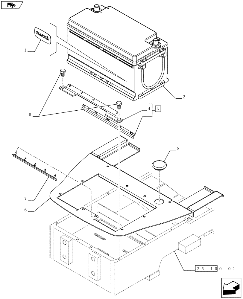 Схема запчастей Case IH FARMALL 75C - (55.301.03) - BATTERY, COVERS AND RELATED SUPPORTS (55) - ELECTRICAL SYSTEMS