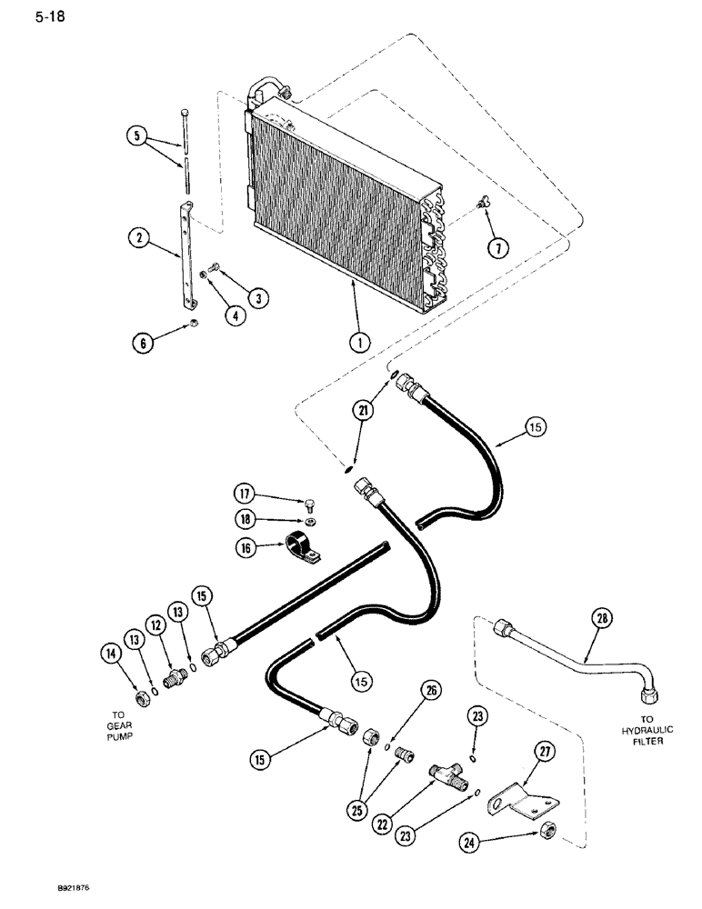 Схема запчастей Case IH 7120 - (5-18) - HYDRAULIC OIL COOLER, PRIOR TO P.I.N. JJA0027701 (05) - STEERING