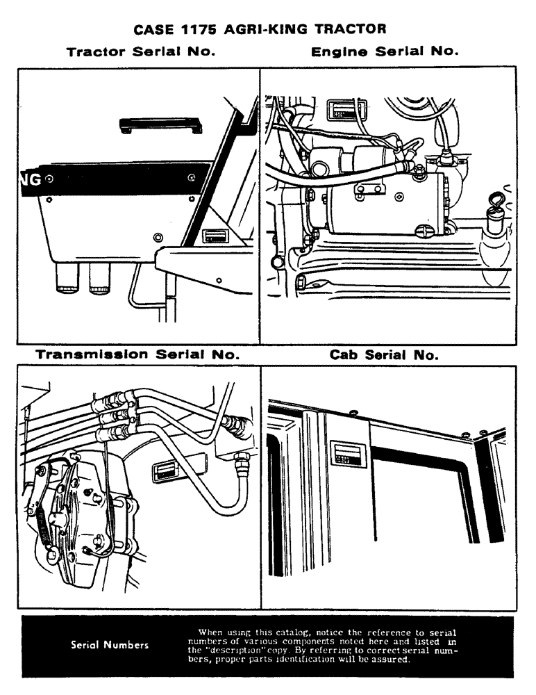 Схема запчастей Case IH 1175 - (002) - SERIAL NUMBER LOCATIONS (00) - PICTORIAL INDEX