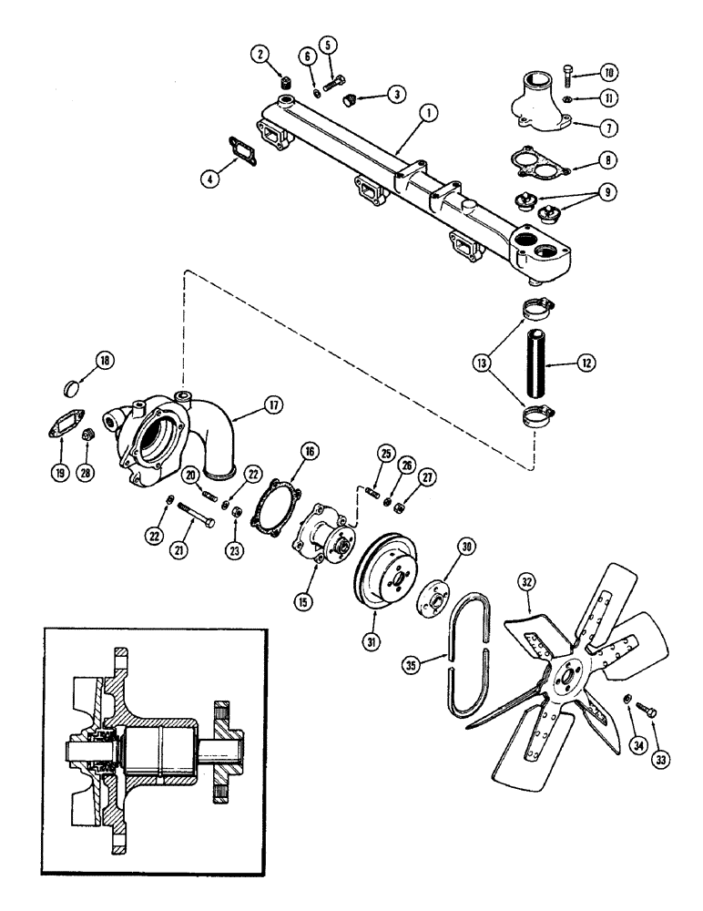 Схема запчастей Case IH 1370 - (014) - WATER PUMP AND ATTACHING PARTS, 504BDT, DIESEL ENGINE (02) - ENGINE