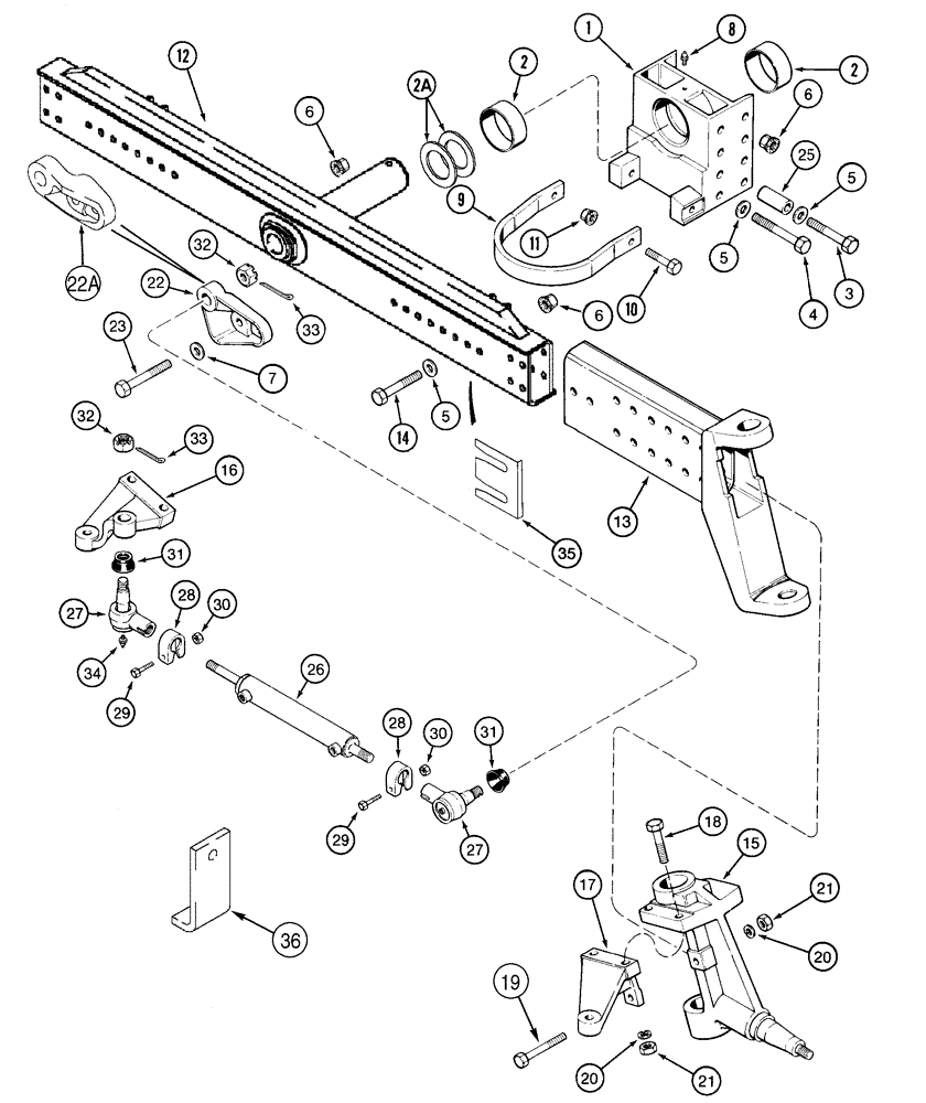 Схема запчастей Case IH 2388 - (05-10) - AXLE, ADJUSTABLE STEERING, DUAL CYLINDER, ASN JJC0270500 (11) - TRACKS/STEERING