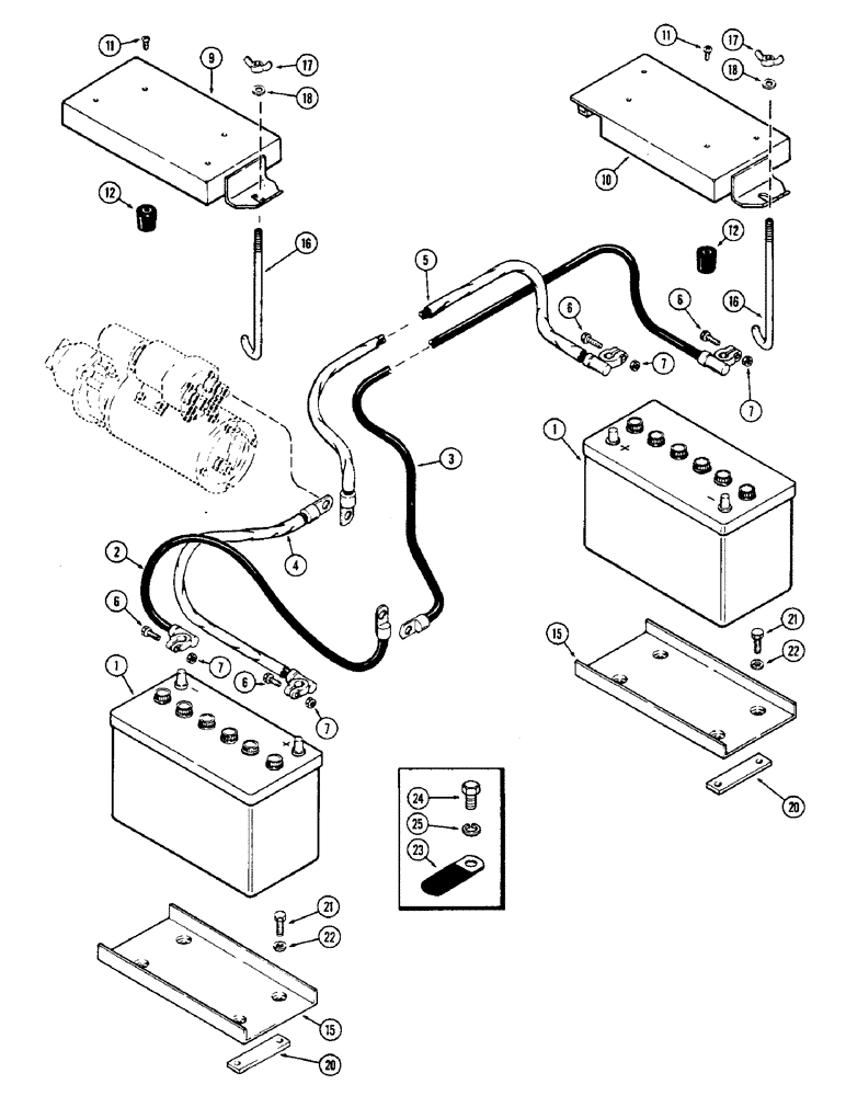 Схема запчастей Case IH 2870 - (102) - BATTERIES, MOUNTING AND CABLES (04) - ELECTRICAL SYSTEMS