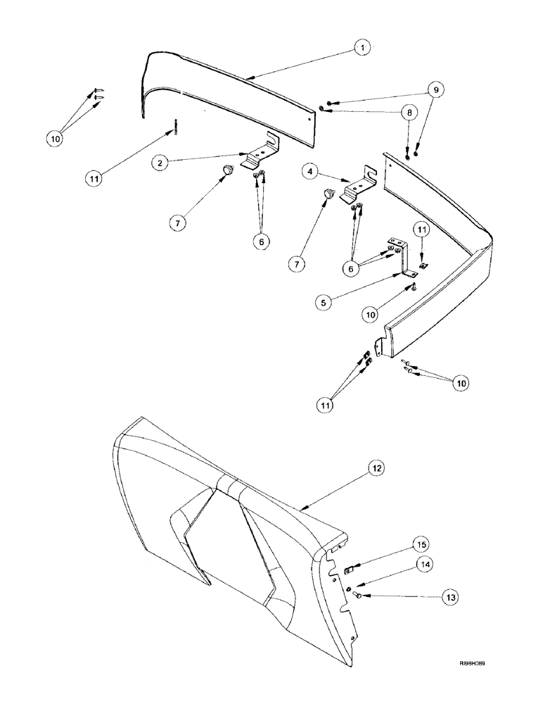 Схема запчастей Case IH MX270 - (9-032) - CAB, EXTERIOR TRIM (09) - CHASSIS/ATTACHMENTS