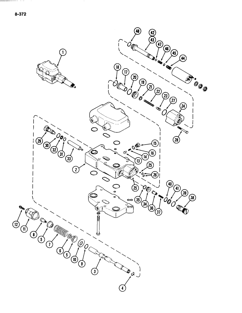 Схема запчастей Case IH 4494 - (8-372) - HITCH CONTROL VALVE ASSEMBLY (08) - HYDRAULICS