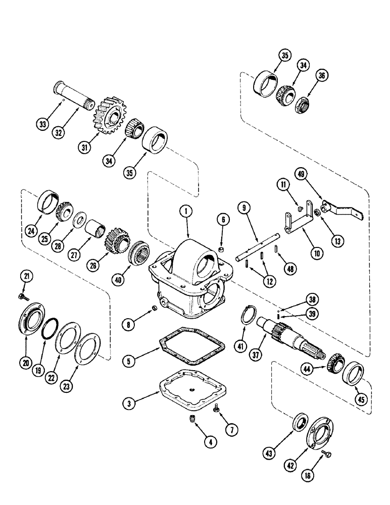 Схема запчастей Case IH 1896 - (6-184) - TRANSFER GEARBOX, MFD TRACTORS (06) - POWER TRAIN