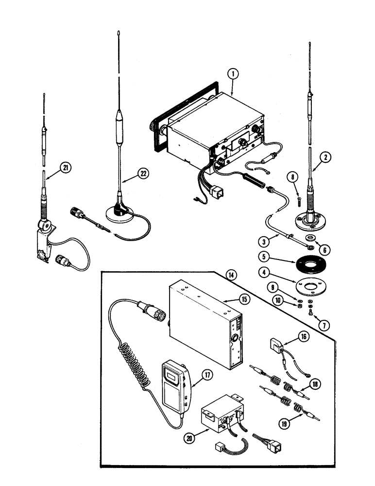 Схема запчастей Case IH 4890 - (9-452) - CAB RADIO KIT, CB RADIO ATTACHMENT KIT (09) - CHASSIS/ATTACHMENTS