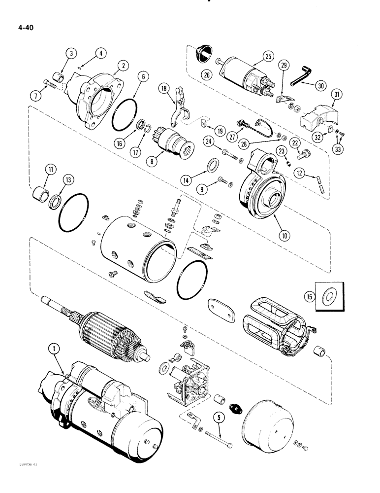 Схема запчастей Case IH 2096 - (4-040) - STARTER ASSEMBLY, NIPPONDENSO NO. 028000-7430 (04) - ELECTRICAL SYSTEMS