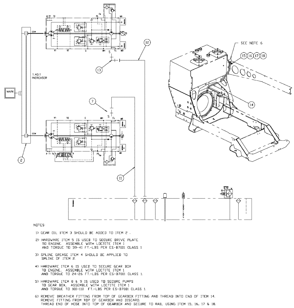 Схема запчастей Case IH SPX3320 - (06-011) - PUMP DRIVE GROUP Hydraulic Plumbing