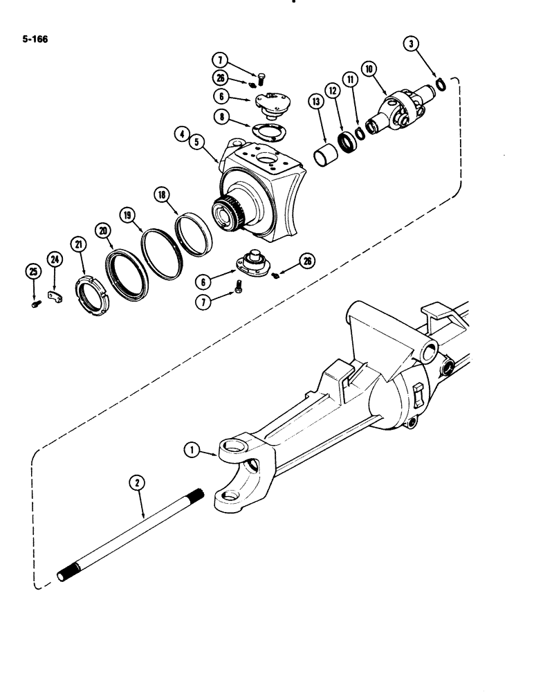 Схема запчастей Case IH 2294 - (5-166) - FRONT AXLE STEERING KNUCKLE AND SHAFT, MFD TRACTORS, ZF AXLE (05) - STEERING