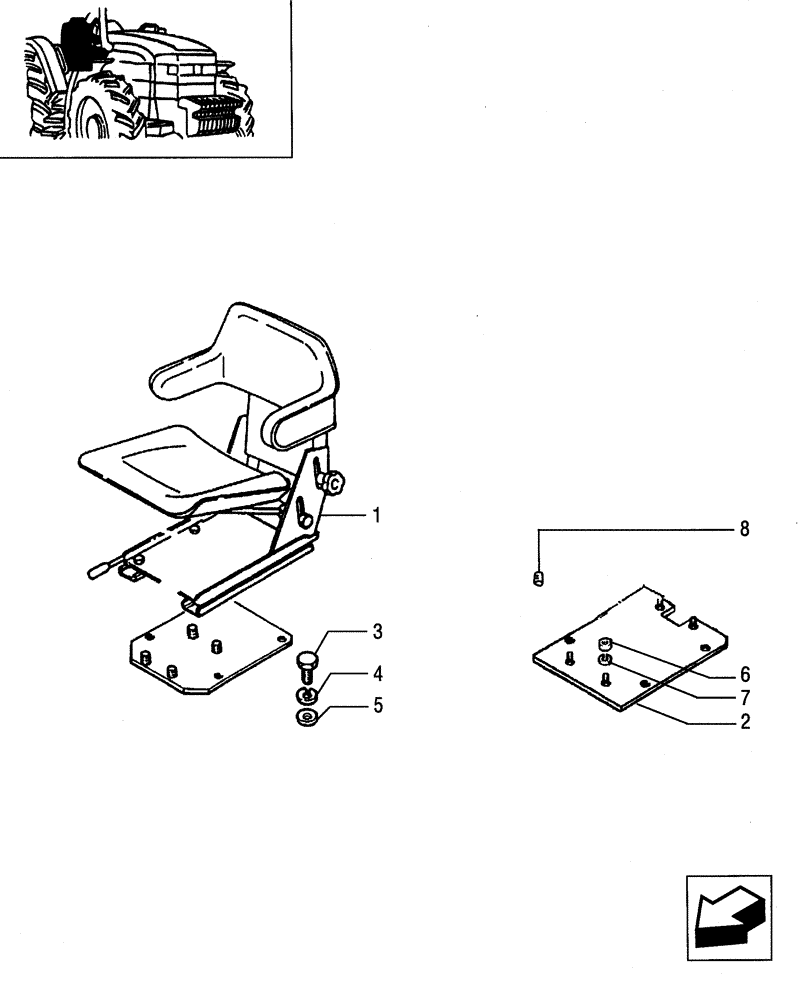 Схема запчастей Case IH JX85 - (1.93.3/06[01]) - (VAR.963) DELUXE FABRIC SEAT WITH BELTS, SUPPORT AND SAFETY SWITCH (10) - OPERATORS PLATFORM/CAB