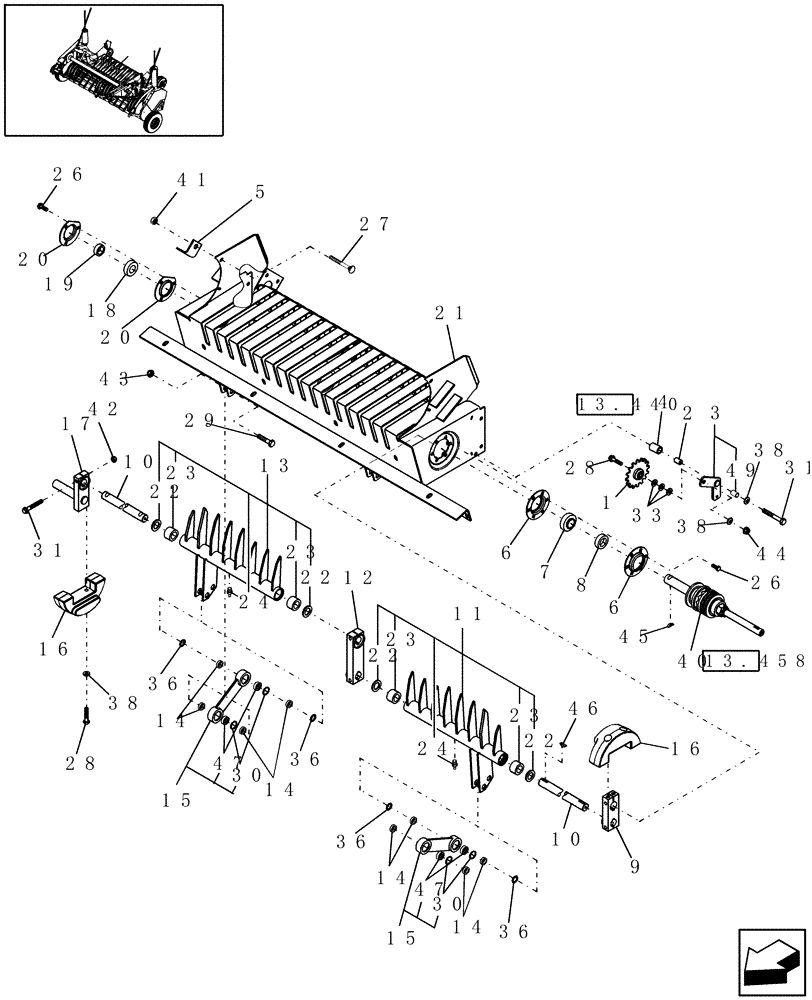 Схема запчастей Case IH RBX563 - (13.530[1]) - STUFFER FEEDER, 2 SEGMENT, PRIOR TO P.I.N. Y6N017251 (13) - FEEDER