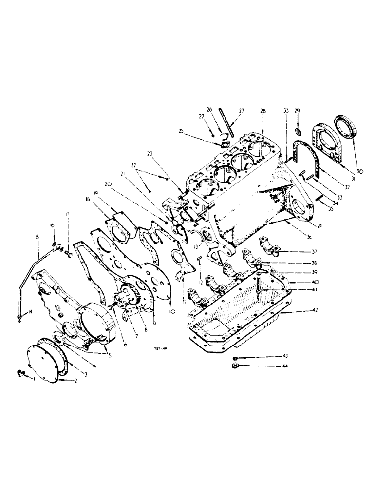 Схема запчастей Case IH 444 - (5-03) - CRANKCASE, FRONT COVER AND OIL PAN (02) - ENGINE