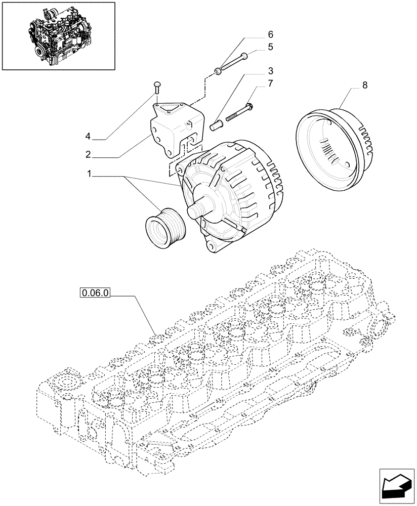 Схема запчастей Case IH PUMA 180 - (0.40.0) - ALTERNATOR (01) - ENGINE