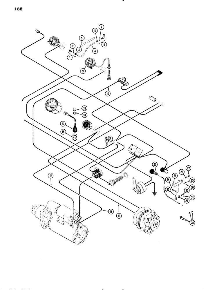 Схема запчастей Case IH 451BDT - (188) - INSTRUMENTATION HARDWARE, SAFETY GAUGES, REAR PANEL OR FUEL TANK, H, J (04) - ELECTRICAL SYSTEMS