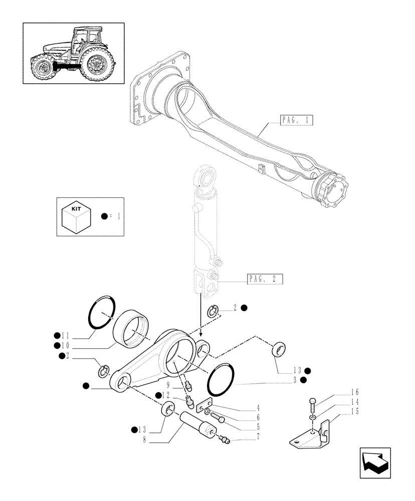 Схема запчастей Case IH MAXXUM 115 - (1.21.3/01[03]) - (CL.4) SUSPENDED FRONT AXLE W/MULTI-PLATE DIFF. LOCK - CYLINDER SUSPENSION (VAR.330429-330430) (03) - TRANSMISSION