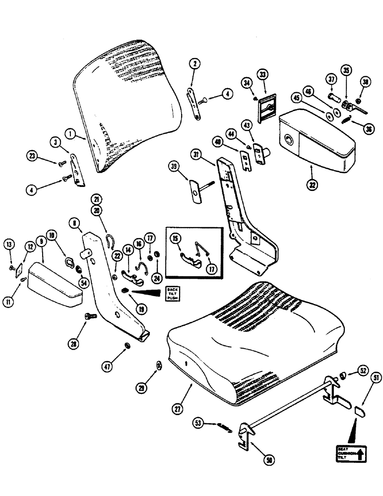 Схема запчастей Case IH 2390 - (9-338) - SWIVEL SEAT ASSEMBLY, ARMS AND BACKREST (09) - CHASSIS/ATTACHMENTS