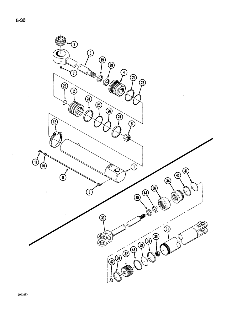 Схема запчастей Case IH 9240 - (5-030) - STEERING CYLINDER, USED WITH 9240 AND 9260 TRACTORS (05) - STEERING