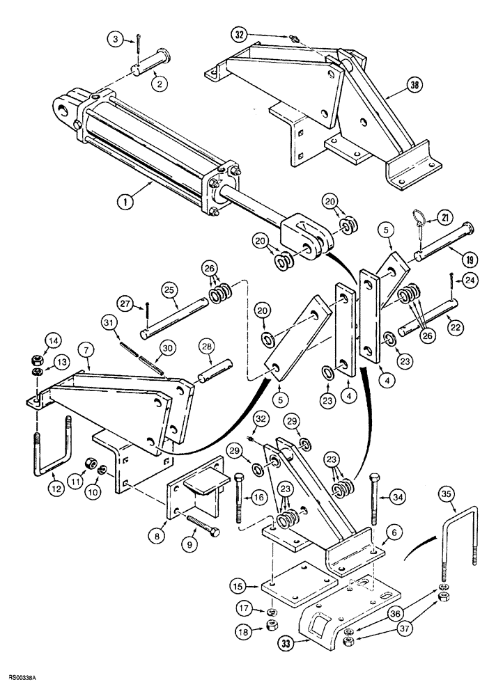 Схема запчастей Case IH 5700 - (9-104) - WING LIFT HINGES - REAR, LEVEL LIFT MODELS, FLAT FOLD, 17 FOOT THROUGH 21 FOOT WIDE (18) - MISCELLANEOUS