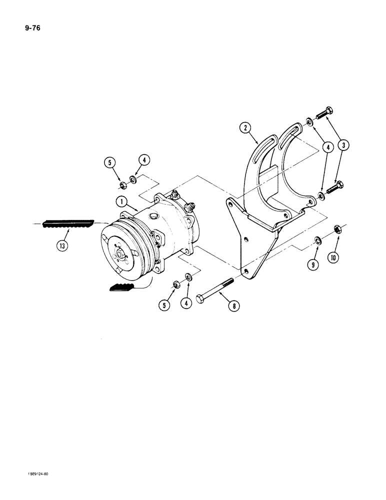 Схема запчастей Case IH KP-525 - (9-76) - AIR CONDITIONING, COMPRESSOR MOUNTING AND DRIVE (09) - CHASSIS/ATTACHMENTS