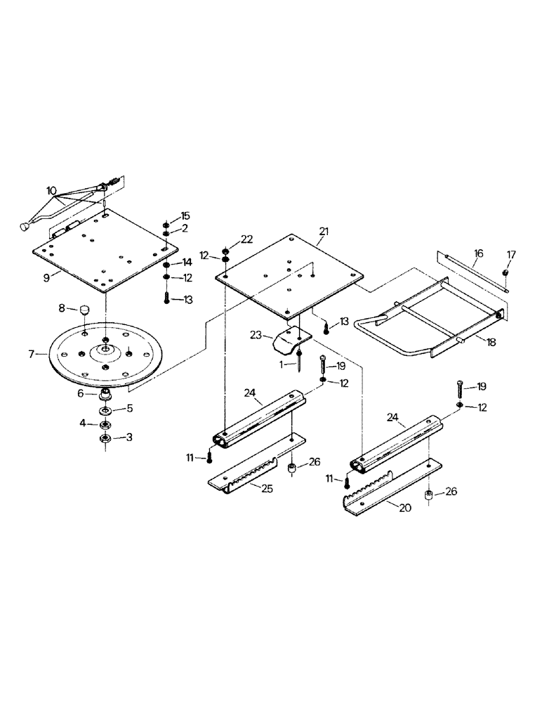 Схема запчастей Case IH KP-525 - (01-12) - SEAT ASSEMBLY, SWIVEL & SLIDE (10) - CAB