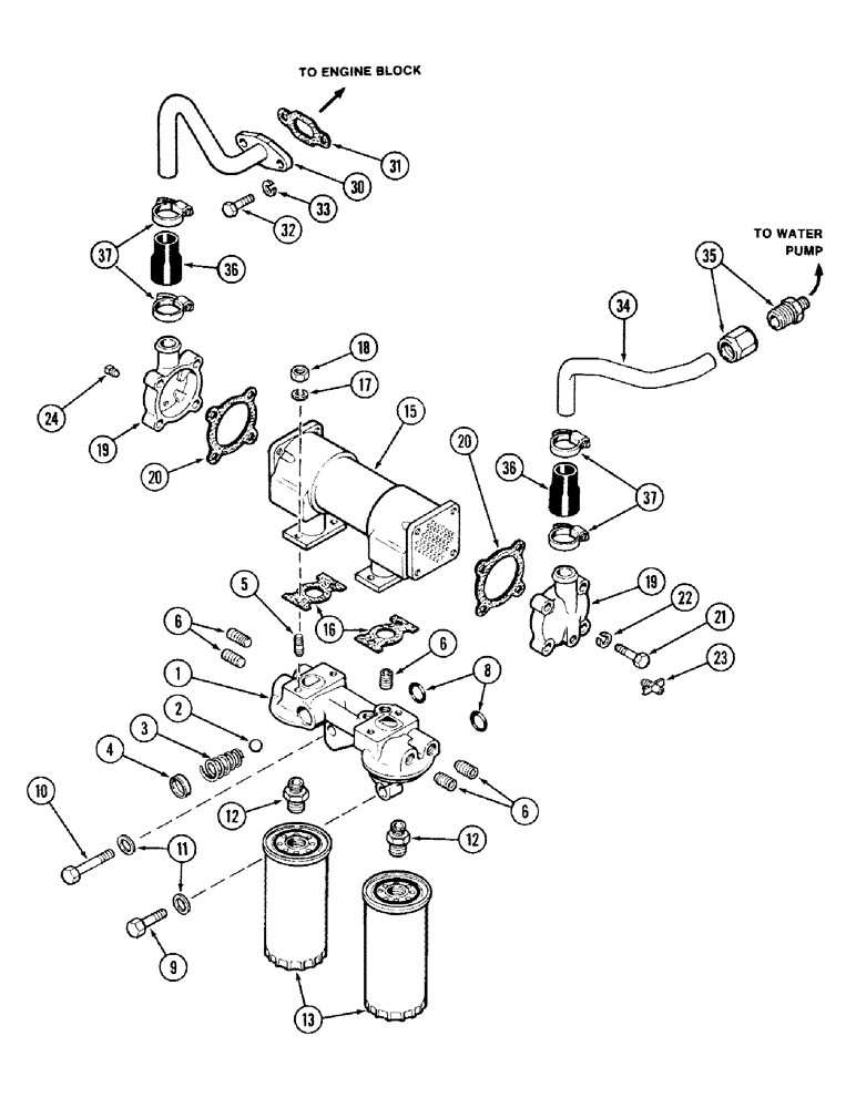 Схема запчастей Case IH 2394 - (2-26) - OIL FILTER AND HEAT EXCHANGER, 504BDT DIESEL ENGINE (02) - ENGINE