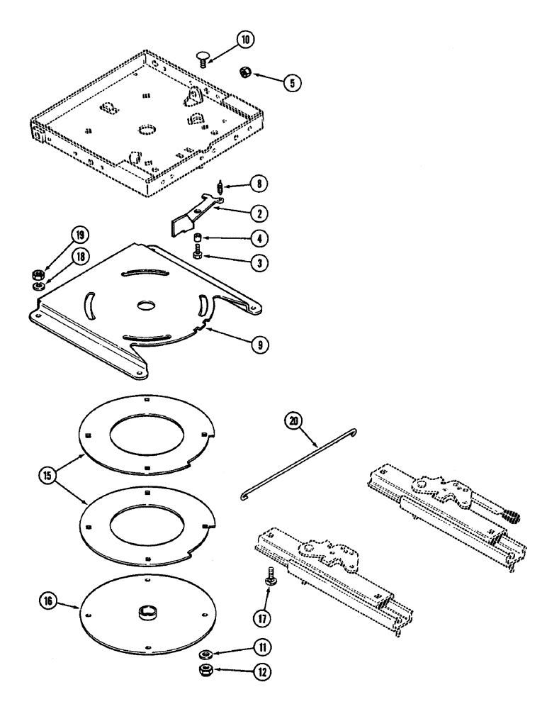 Схема запчастей Case IH 4890 - (9-401A) - SEAT SWIVEL KIT (09) - CHASSIS/ATTACHMENTS