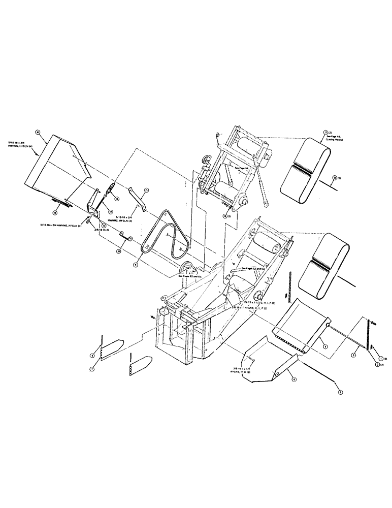 Схема запчастей Case IH 8540 - (48) - THROWER BELTS, SHIELDS AND CHUTE ASSEMBLY (16) - BALE EJECTOR