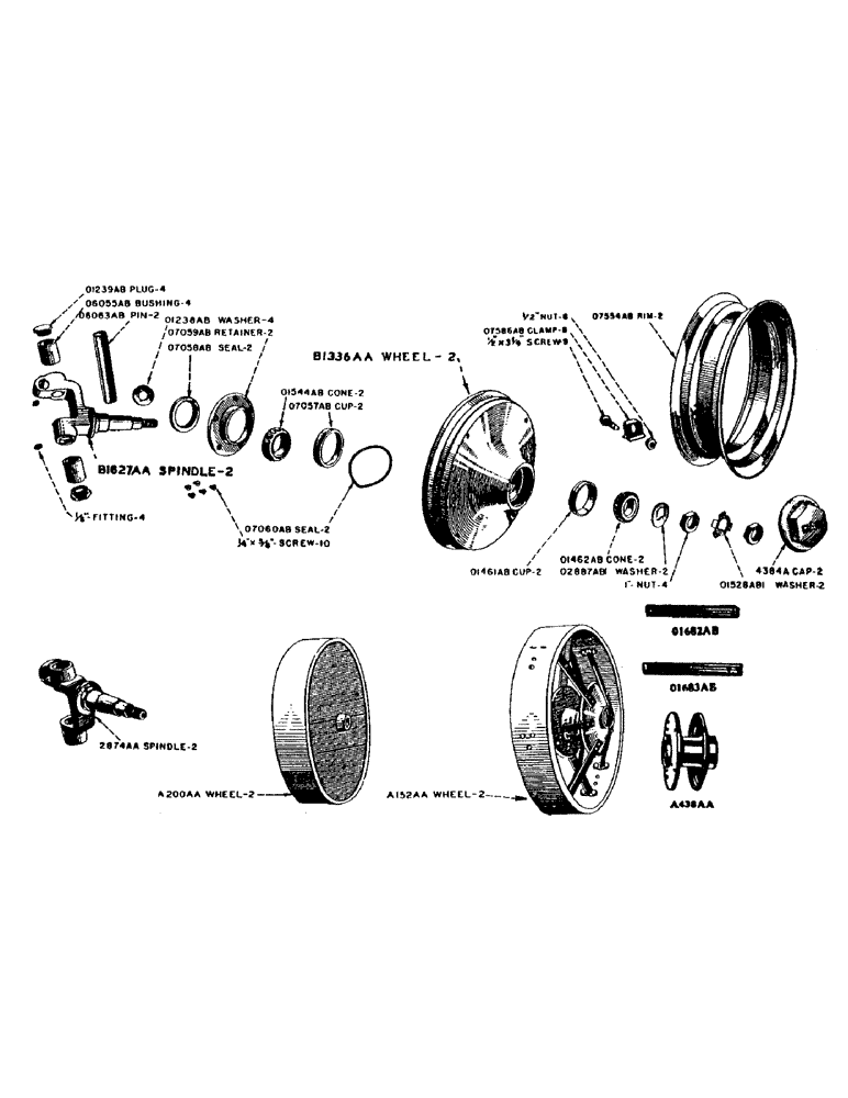 Схема запчастей Case IH D-SERIES - (124) - FRONT WHEELS AND SPINDLE, FOR D, DC-4, DO, DV TRACTORS (06) - POWER TRAIN