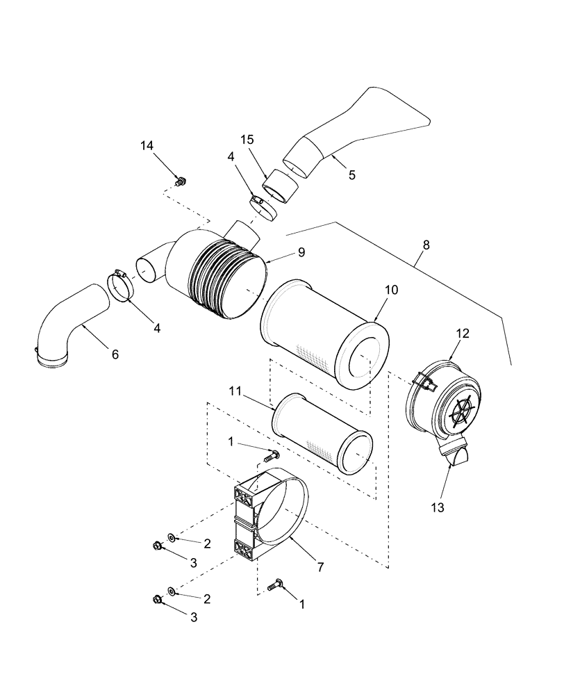 Схема запчастей Case IH DX29 - (02.04) - AIR CLEANER (02) - ENGINE EQUIPMENT