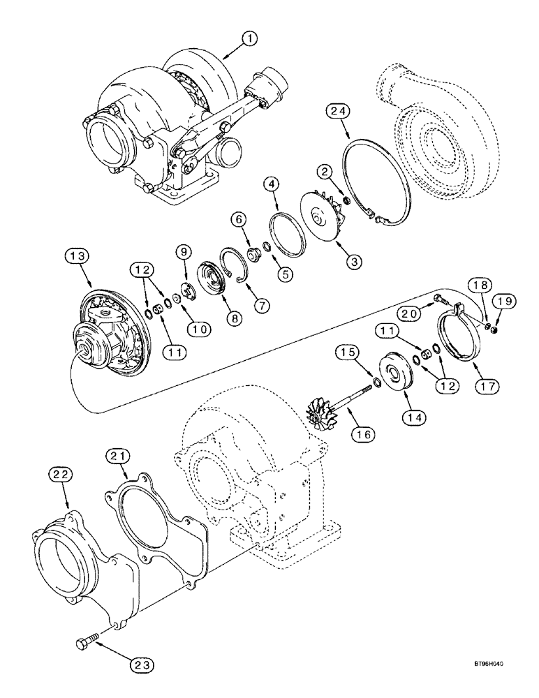 Схема запчастей Case IH 4391TA - (2-42) - TURBOCHARGER ASSEMBLY, 4TA-390 EMISSIONS CERTIFIED ENGINE (02) - ENGINE