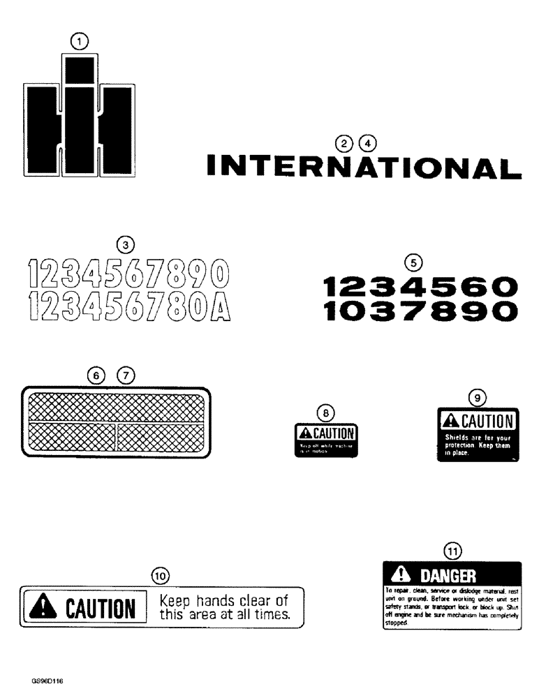 Схема запчастей Case IH 1400 - (9E-14) - DECALS (12) - CHASSIS