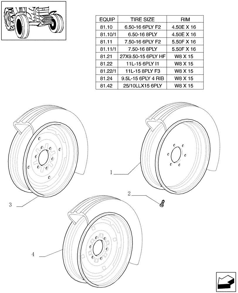 Схема запчастей Case IH JX1085C - (81.00) - FRONT WHEELS - 2WD (11) - WHEELS/TRACKS