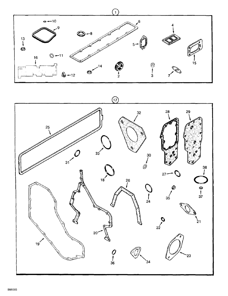 Схема запчастей Case IH 2022 - (2-86) - ENGINE GASKET KITS, 6TA-590 ENGINE, VALVE GRIND (01) - ENGINE