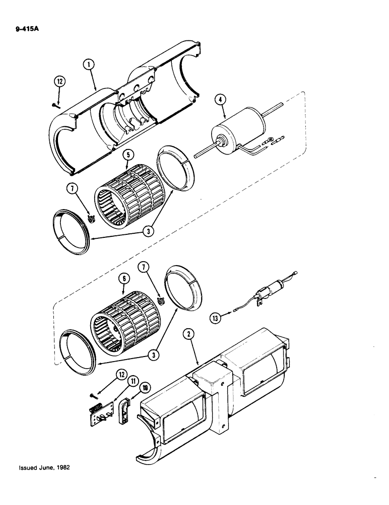 Схема запчастей Case IH 4490 - (9-415A) - CAB, BLOWER ASSEMBLY, WITH 5 INCH (127.0 MM) WIDE FAN (09) - CHASSIS/ATTACHMENTS