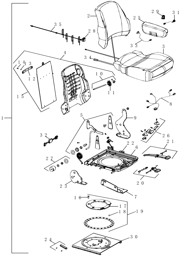 Схема запчастей Case IH STEIGER 335 - (09-25[01]) - SEAT - CUSHION ASSEMBLY WITH HEAT, WITHOUT POSITIVE RESPONSE SUSPENSION (09) - CHASSIS/ATTACHMENTS