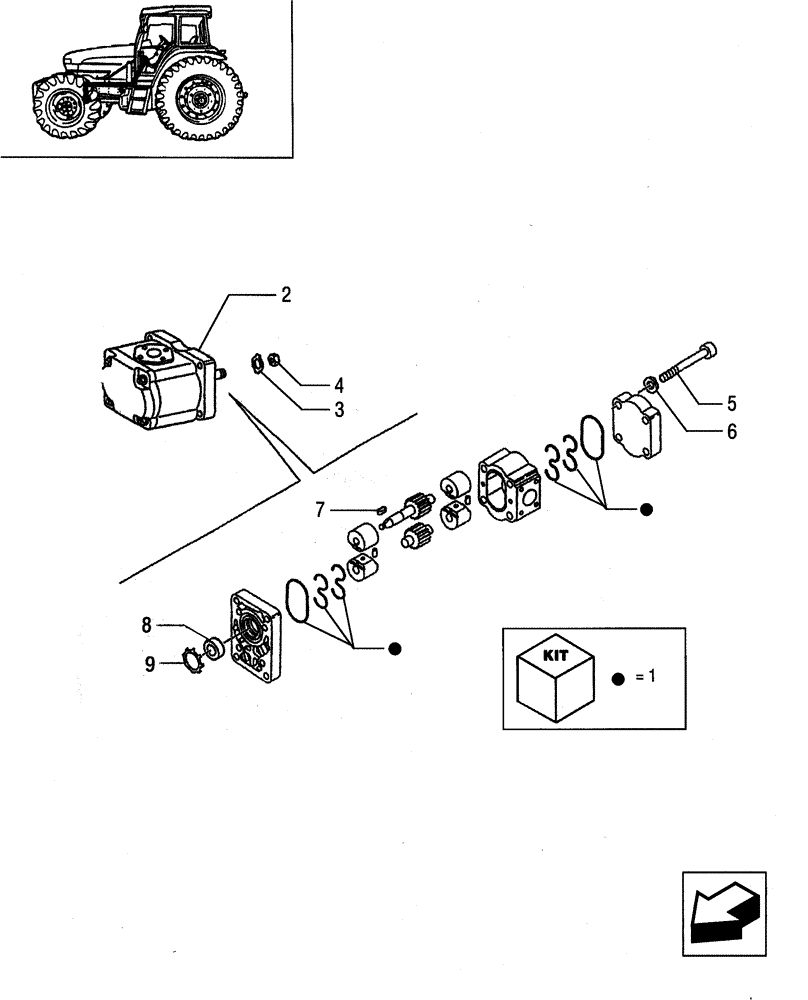 Схема запчастей Case IH JX80 - (1.63.8/ B) - POWER STEERING - PUMP GASKETS (04) - FRONT AXLE & STEERING