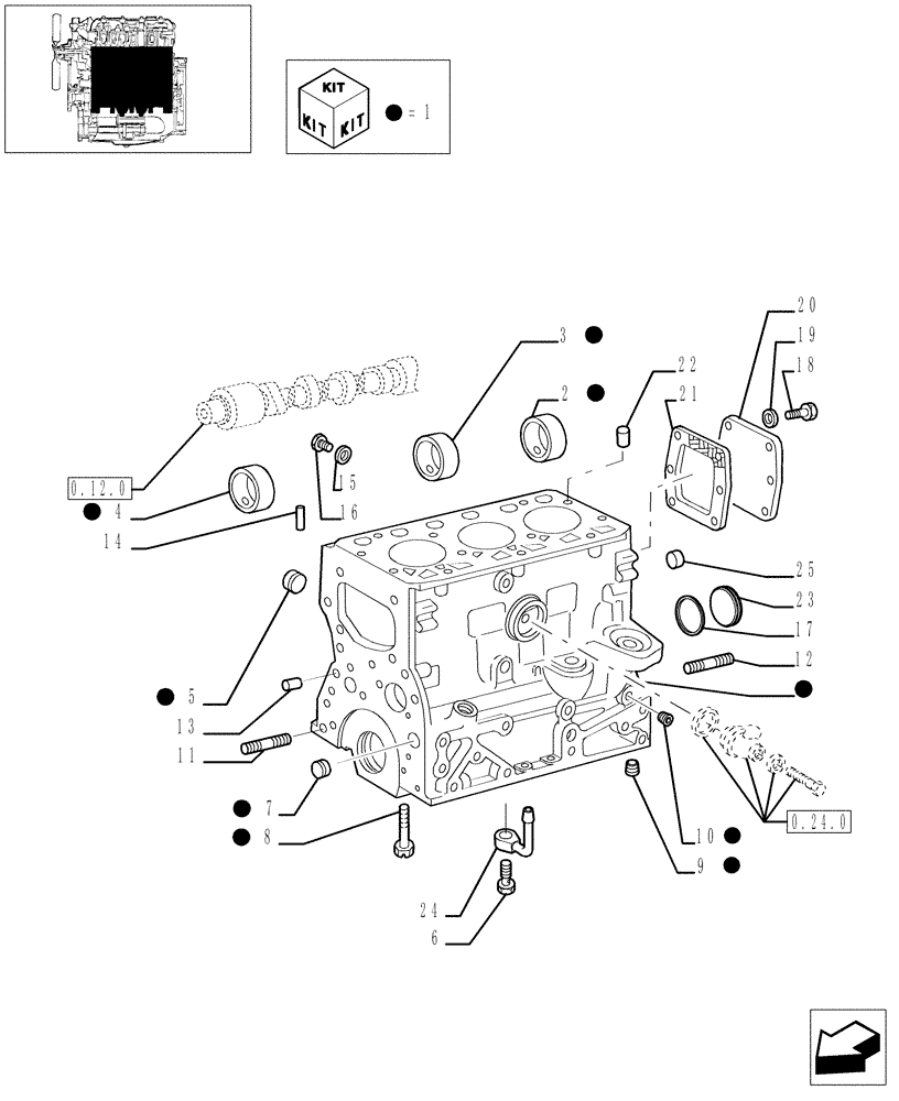 Схема запчастей Case IH JX70 - (0.04.0/01) - CRANKCASE (01) - ENGINE