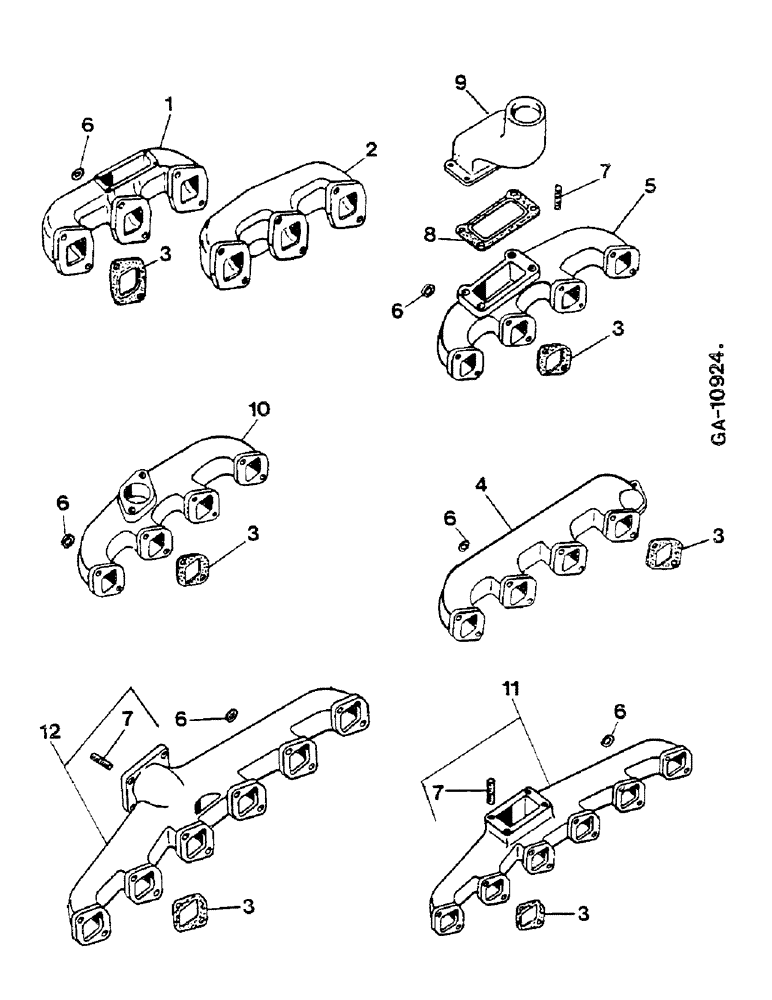 Схема запчастей Case IH D-155 - (14-05) - MANIFOLD, EXHAUST-NATURALLY ASPIRATED ENGINES 