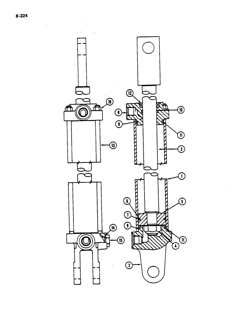 Схема запчастей Case IH 782 - (8-224) - BASKET DISTRIBUTOR CYLINDER (07) - HYDRAULICS