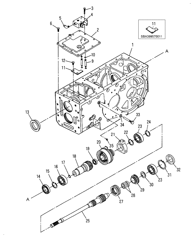 Схема запчастей Case IH DX40 - (03.13) - REAR TRANSMISSION PTO DRIVE, UPPER (03) - TRANSMISSION