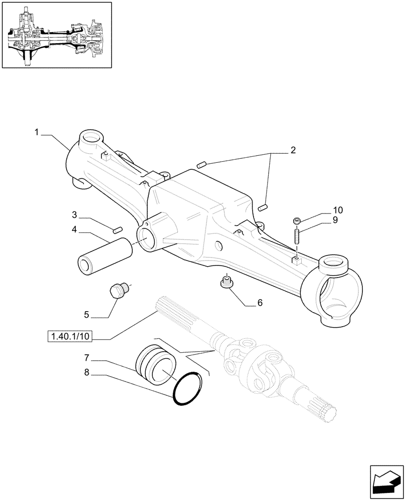 Схема запчастей Case IH MAXXUM 140 - (1.40. 1/01) - 4WD (CL.3) FRONT AXLE WITH DOG CLUTCH - BOX (STANDARD) (04) - FRONT AXLE & STEERING