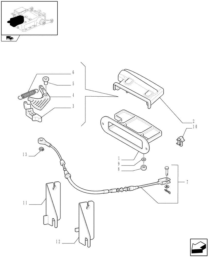 Схема запчастей Case IH FARMALL 80 - (1.82.5[03A]) - LIFT CONTROLS - LEVERS AND FLEXIBLE CABLE - D6492 (07) - HYDRAULIC SYSTEM