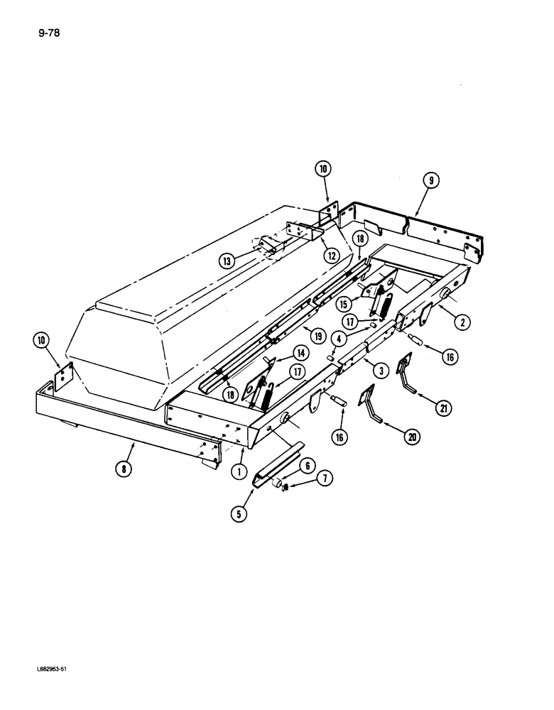 Схема запчастей Case IH 6200 - (9-078) - FRAME ENDWISE TRANSPORT, SECOND OR THIRD DRILL (09) - CHASSIS/ATTACHMENTS