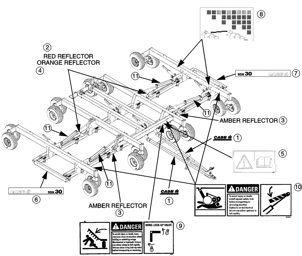 Схема запчастей Case IH SDX30 - (1.140.1) - DECALS (BSN CKB0028188) (12) - FRAME