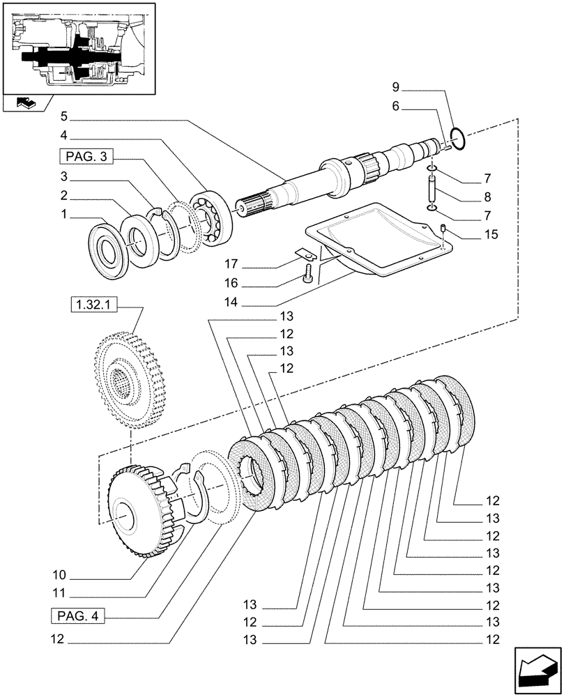 Схема запчастей Case IH PUMA 115 - (1.33.3[01]) - START HYDRAULIC CLUTCH (4WD) (03) - TRANSMISSION