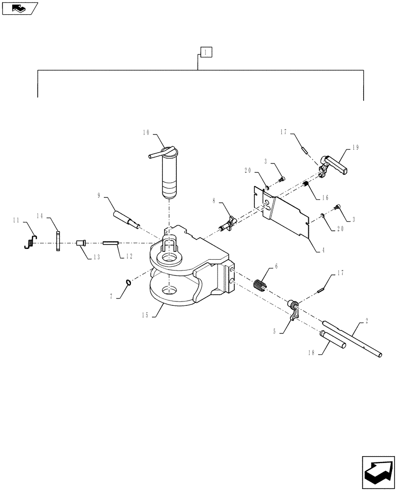 Схема запчастей Case IH MAGNUM 310 - (37.100.AF[07]) - VAR - 429392 - TRAILER HITCH, SLIDE, TYPE D3, ITALY ONLY (37) - HITCHES, DRAWBARS & IMPLEMENT COUPLINGS