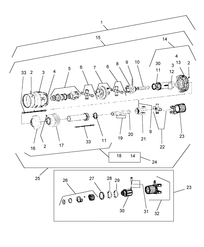 Схема запчастей Case IH RR180 - (031) - CARDAN SHAFT SIT620823 