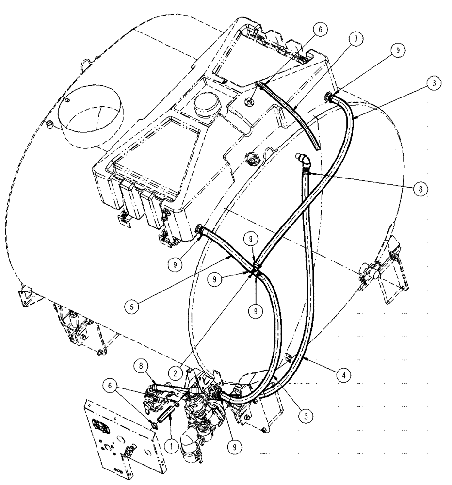 Схема запчастей Case IH SPX4410 - (09-070) - HOSING GROUP, RINSE Liquid Plumbing