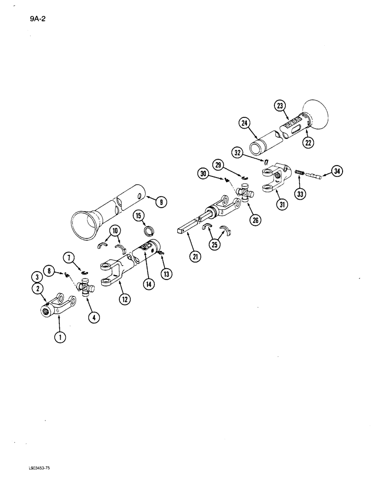 Схема запчастей Case IH 781 - (9A-002) - TELESCOPING DRIVE SHAFT, 781 FORAGE HARVESTER, 1000 RPM PTO, PRIOR TO PIN JAG185259 (12) - CHASSIS